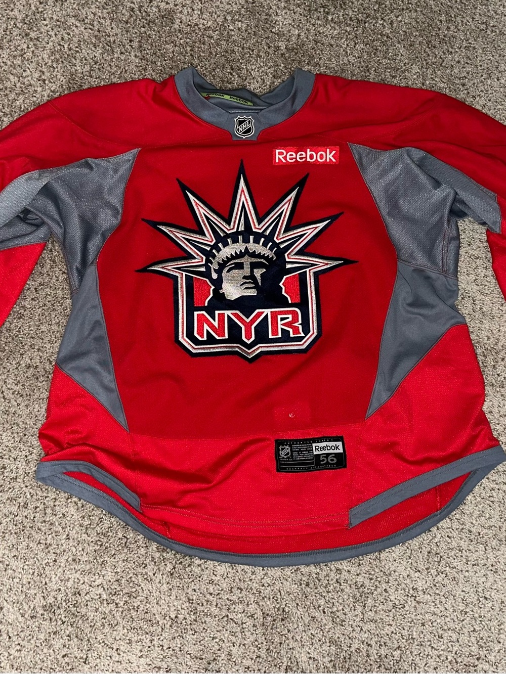 Reebok Men’s Red & Gray NYR Liberty Head Hockey Jersey